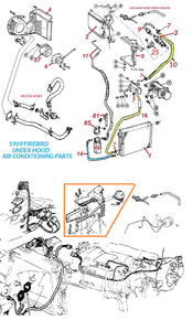 69 firebird under hood ac parts
