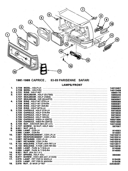 HEADLIGHT BEZEL, RIGHT, NEW, 81-85 CAPRICE 83-89 PARISIENNE