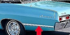 QUARTER MOLDING, LEFT, LOWER, REAR, USED, 67 IMPALA NON SS