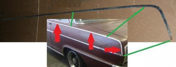 QUARTER PEAK MOLDING, LEFT, NEW, 63-64 NOVA SS