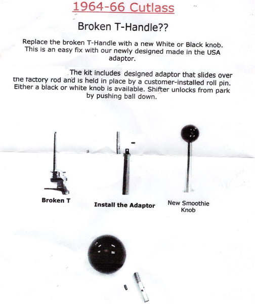 FLOOR SHIFTER KNOB ,AUTO NEW 64-66 CUTLASS 442, 63 STARFIRE