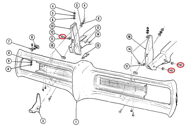 FRONT BUMPER BRACKET BOLT, 68 69 GTO