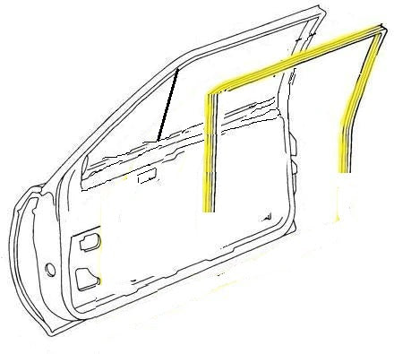 DOOR GLASS CHANNEL WEATHERSTRIPS ,W- SHAPED PROFILE, FLEXIBLE RUBBER, PAIR