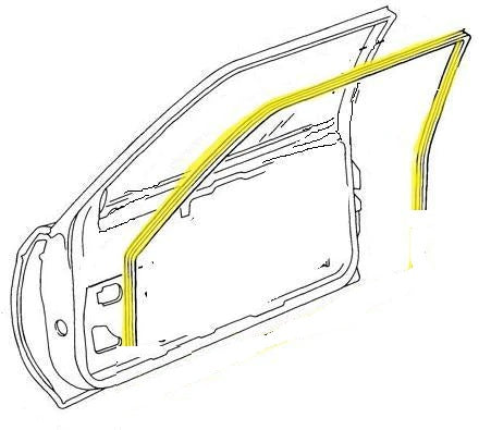 DOOR GLASS CHANNEL WEATHERSTRIPS ,W- SHAPED PROFILE, FLEXIBLE RUBBER, PAIR