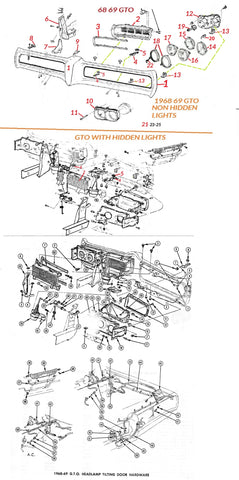 68 69 gto bumper & grill diagram