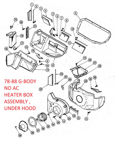 HEATER HOUSING ASSMY, NO AC USED 78-88 G-BODY