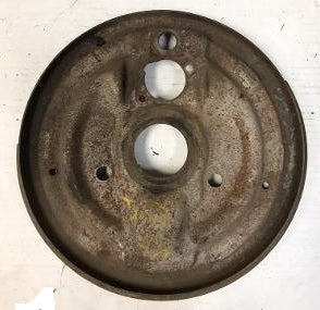FRONT DRUM BRAKE BACKING PLATE, LEFT USED, 67-74 SOME CHEVY