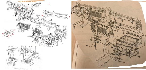 68 69 gto bumper & grill diagram