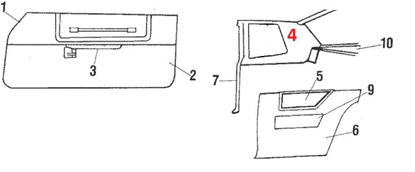 INSIDE QUARTER GLASS TRIM PANEL ,RIGHT USED 81-88 MONTE CARLO