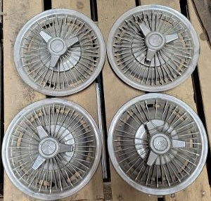 SPOKE WHEEL COVER SET, 14" USED 64- 66 CHEVY