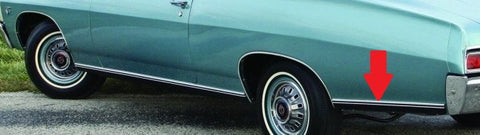 QUARTER MOLDING, LEFT, LOWER, REAR, USED, 67 IMPALA SS