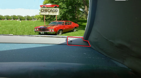 INSIDE REAR WINDOW CORNER ,LEFT USED 70-72 SUPREME, 71-72 GP