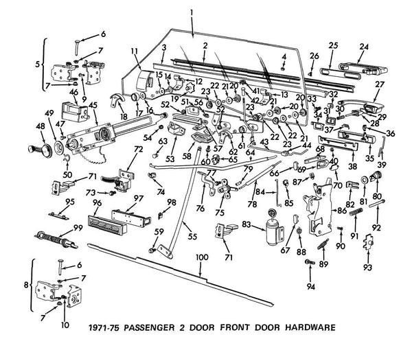 1971-6 B-BODY DOOR PARTS , DRAWING