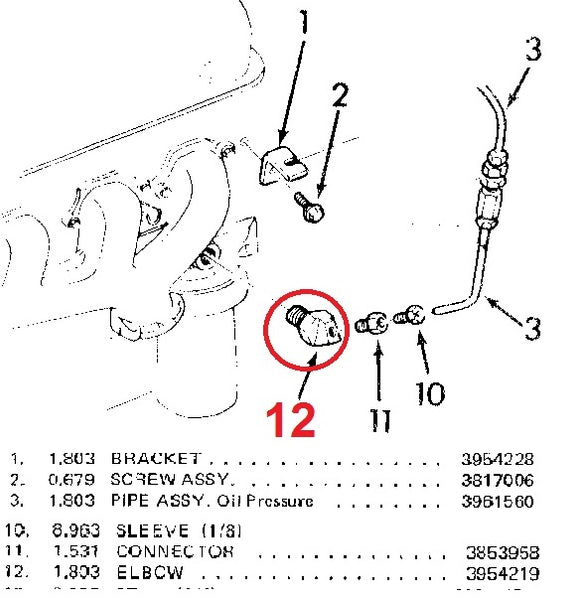 OIL GAUGE ELBOW FITTING, NEW, 396 69 CHEVY