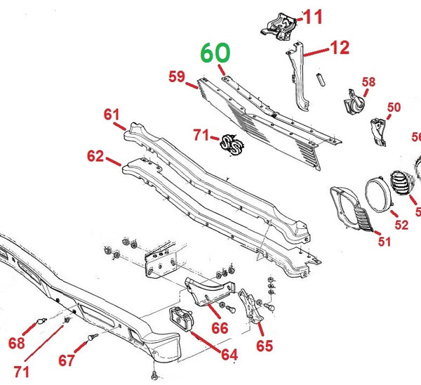 GRILL TOP REINFORCEMENT ,NEW, 68-72 NOVA