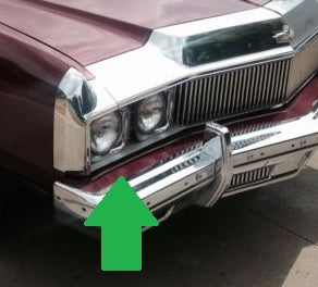 FRONT BUMPER FILLER ,RIGHT FIBERGLASS NEW 73 IMPALA CAPRICE
