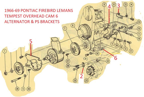 ALTERNATOR BRACKET PLATE, OHC 6, USED, 66-69 FIREBIRD TEMPEST