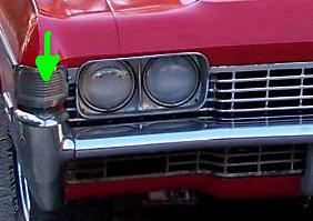 FRONT OF FENDER CAP, RIBBED RIGHT USED 68 IMPALA BELAIR