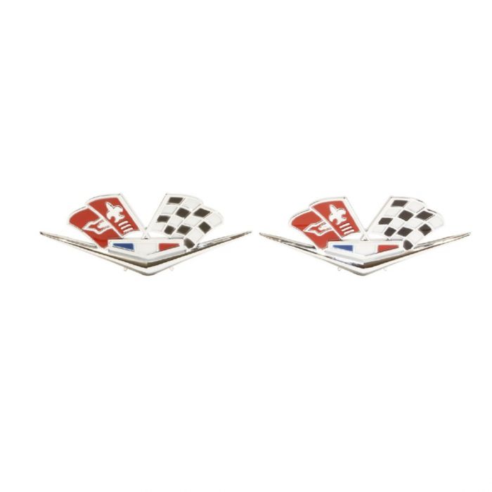 FENDER EMBLEM, (X-FLAG) PAIR, NEW, 62-63 IMPALA CORVETTE