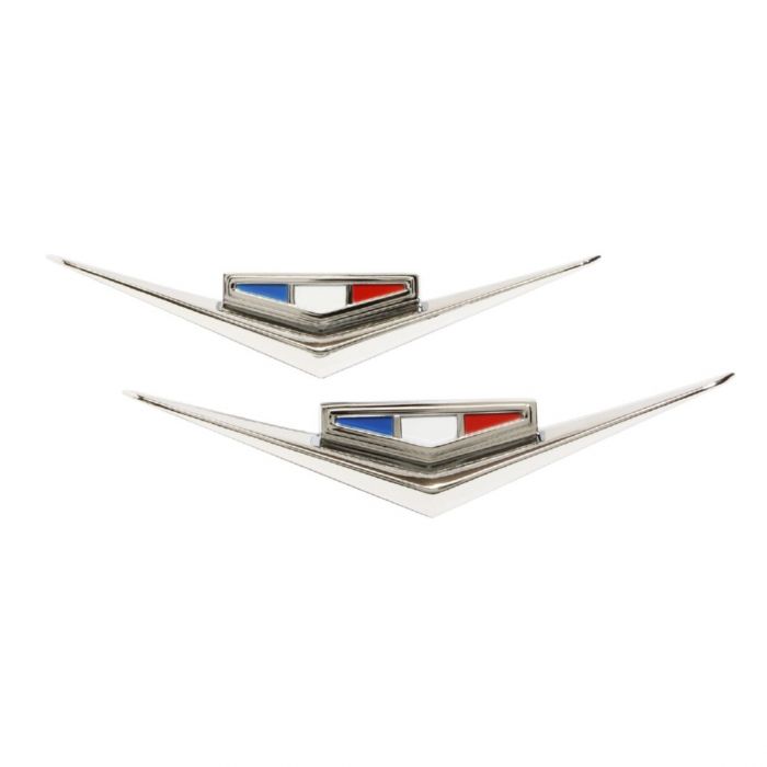 FENDER EMBLEM, (V) PAIR, NEW, 62-63 IMPALA, 64 NOVA
