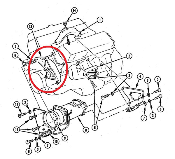 AC COMPRESSOR BRACKET, FRONT LOWER, BB 70-85 CHEVY