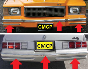 BUMPER CHROME STRIPS, NEW SET 78-80 MONTE CARLO