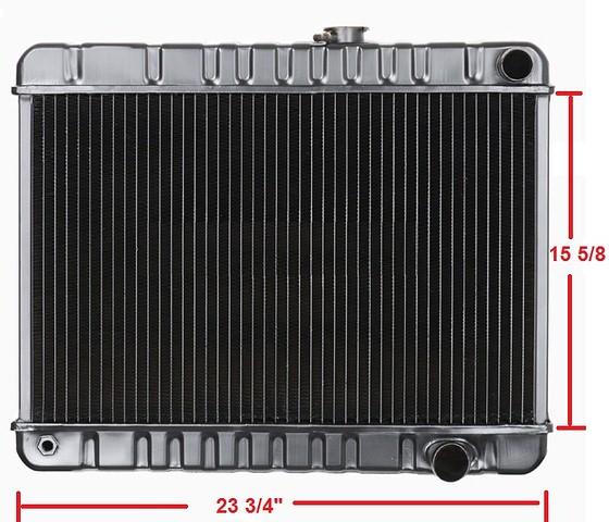 RADIATOR, 4 ROW MANUAL, 15.5" HT, NECK ON RIGHT, NEW, 64-65 GTO