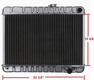 RADIATOR, 4 ROW MANUAL, 15.5" HT, NECK ON RIGHT, NEW, 64-65 GTO