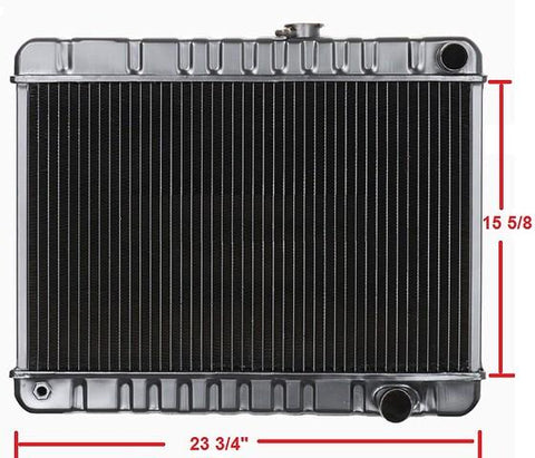 RADIATOR, 4 ROW MANUAL, 15.5" HT, NECK ON RIGHT, NEW, 64-65 GTO