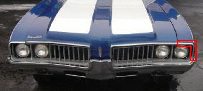 FENDER EYEBROW MOLDING ,LEFT NEW 68 CUTLASS 442