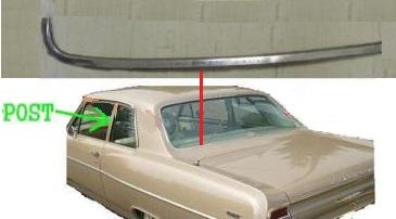 REAR WINDOW OUTSIDE MOLDING OR TRIM, LEFT SIDE, LOWER, SEDANS, USED