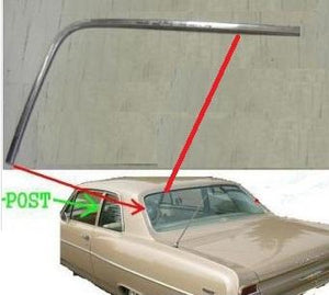 REAR WINDOW OUTSIDE MOLDING, LEFT, UPPER CORNER, FOR 2 & 4 SEDANS, UPPER & SIDE, USED