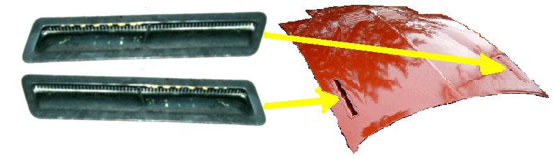 HOOD LOUVERS, SIDES, 85-92 TA, PR, w/SCREENS, SIDES HOOD, USED