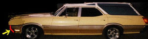 FENDER MOLDING, FRONT, LH, 70-2 VISTA, BORDER WOODGRAIN, PAINTED, USED