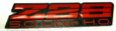 DASH EMBLEM, (Z28) 82-92 CA (5.0 LITER HO) RED, USED