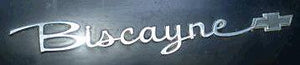 QUARTER PANEL EMBLEM, 63 BISCAYNE ALSO FITS WAGONS, USED, LH RH, EA