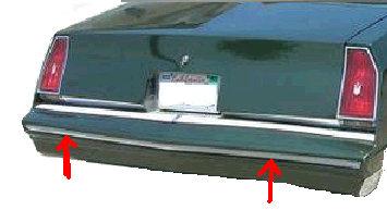 REAR BUMPER STRIP, CHROME, 81-88 MC, LOWER, USED, EXC SS LS