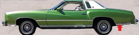 QUARTER PANEL LOWER MOLDING, LEFT SIDE, REAR OF REAR OF WHEEL TO DOOR, USED