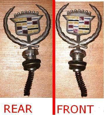 HEADER PANEL EMBLEM, CREST, 77-79 ELDO, w/SPRING, USED