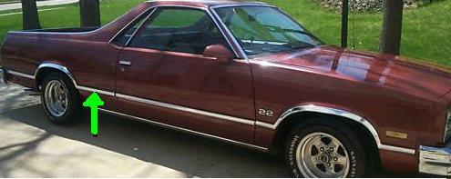 QUARTER MOLDING ,FRONT RIGHT, USED 78-87 ELCAMINO