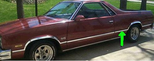 QUARTER MOLDING ,FRONT LEFT,USED 78-87 ELCAMINO