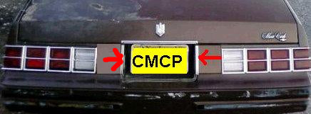LICENSE PLATE FILLER MOLDING, VERTICAL RH USED 79-80 MONTE CARLO