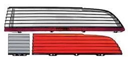 TAIL LIGHT LENS, RIGHT SIDE, BLACK SMOKED, REPRO, 3 PIECES