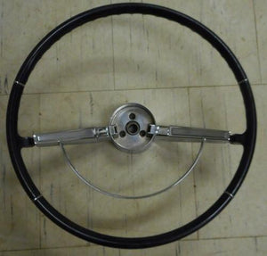 STEERING WHEEL DELUXE, WITH HORN RING, USED, BLACK