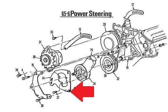 POWER STEERING PUMP FRONT BRACKET, V8, NEW, 65-66 PONTIAC