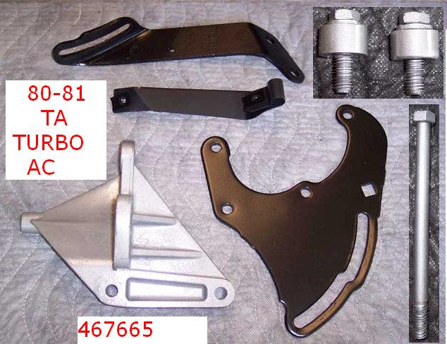 AC COMPRESSOR BRACKET SET, 80-1 TA, 301 TURBO, 6 PC SET, USED