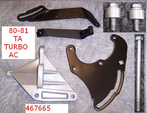 AC COMPRESSOR BRACKET SET, 80-1 TA, 301 TURBO, 6 PC SET, USED