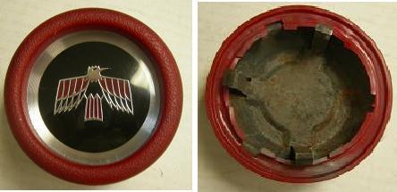 STEERING WHEEL CENTER CAP, 68 FB, w/DLX WHEEL, VINYL, w/BIRD EMBLEM