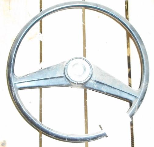 STEERING WHEEL, 2 SPOKE, WITH HORN CAP, USED, BLACK