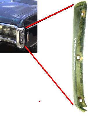 FENDER FILLER, TO BUMPER, LH, 69 IM CP, RUBBER, VERTICAL, SIDE, USED